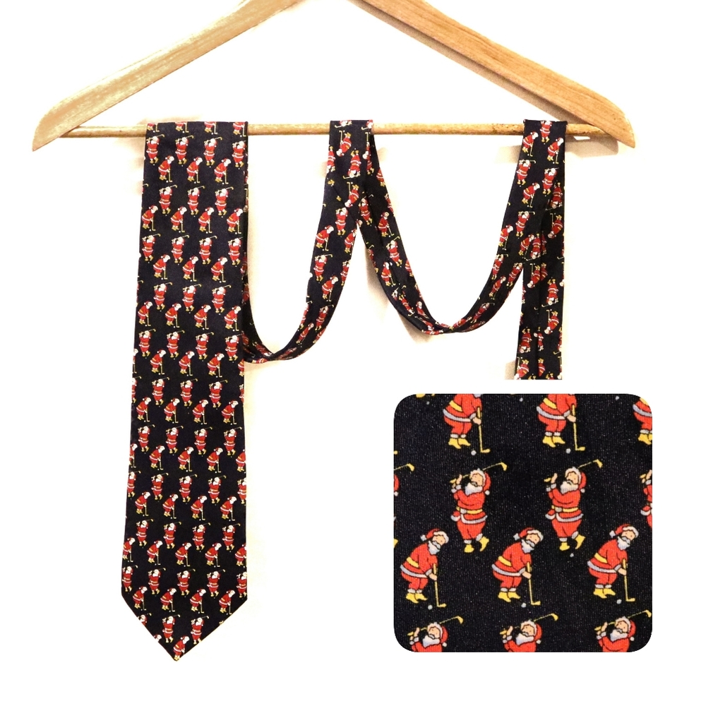 Vintage Golfing Santa Tie
